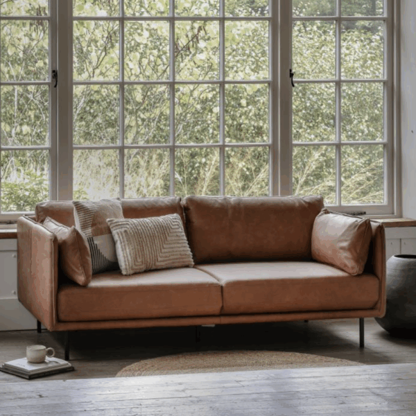 deler sofa brown leather