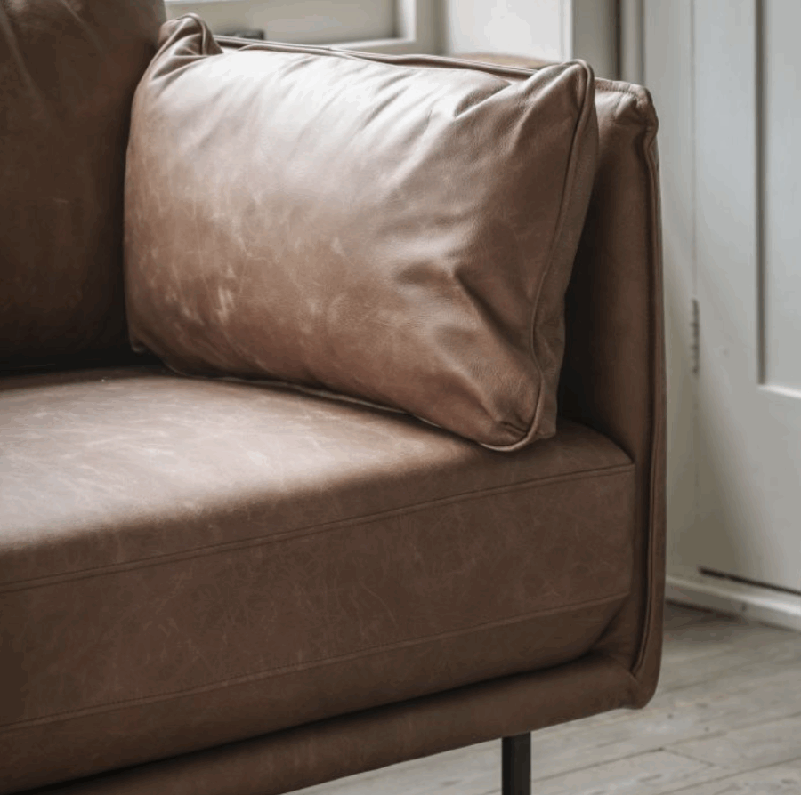 deler sofa brown leather