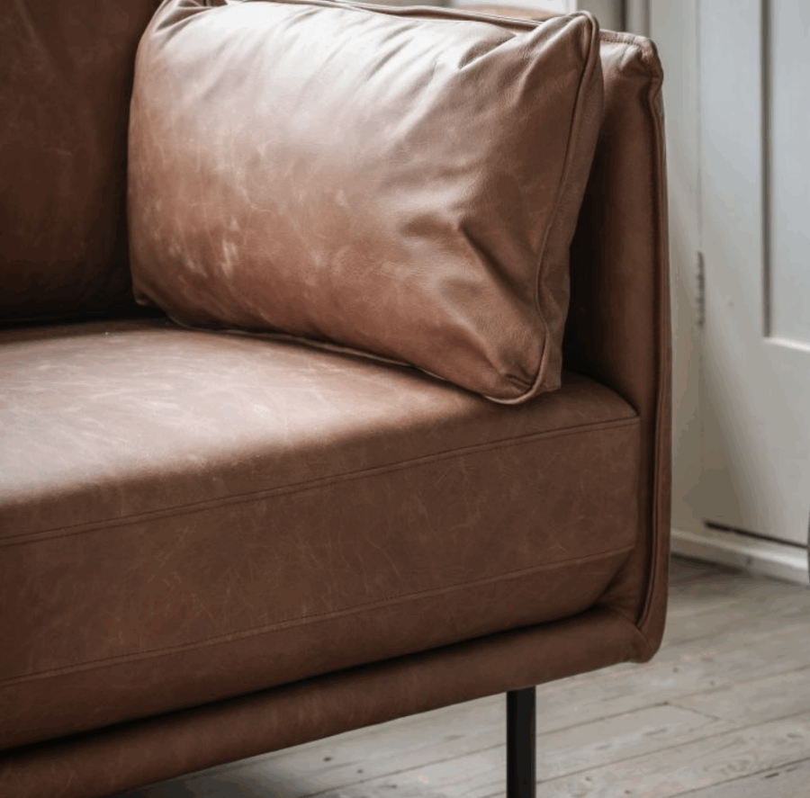 deler sofa brown leather